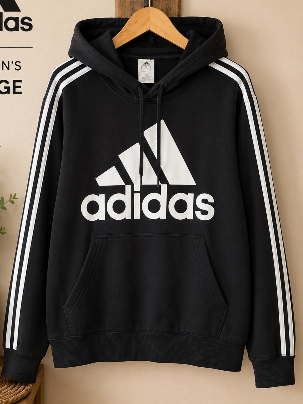adidas Black Hoodie with White Logo Detail 0026